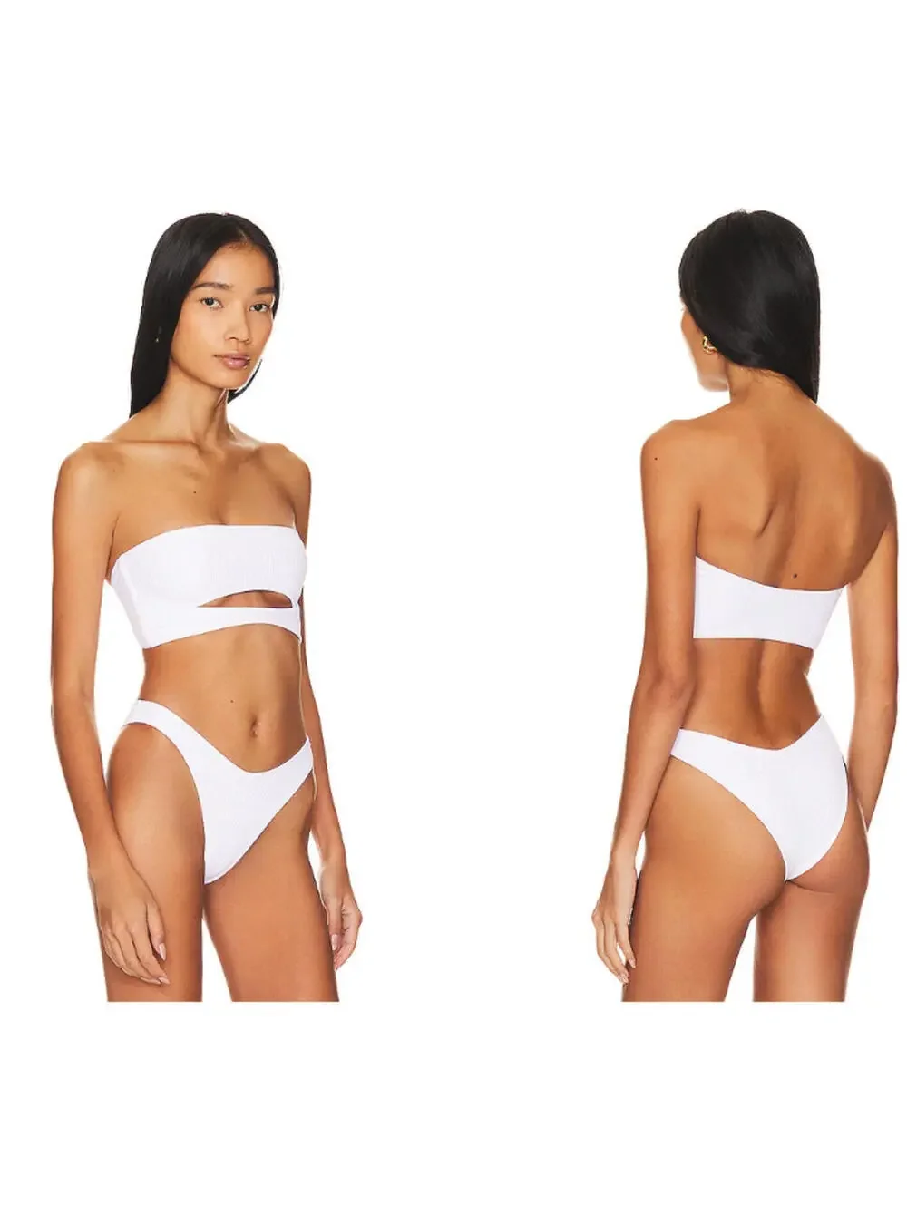 LOVEWAVE The Xenia Top Bust cut-out Ribbed fabric WHITE XS NWT $78